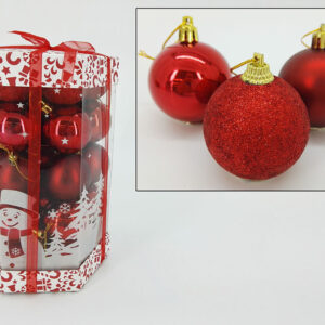 BOX XMAS TREE DECORATIONS RED 143503