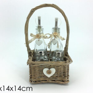 CRUET SET IN CHEST W/HANDLE 040703