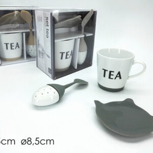 TEA SET BTHREE PCE WHT. 065942