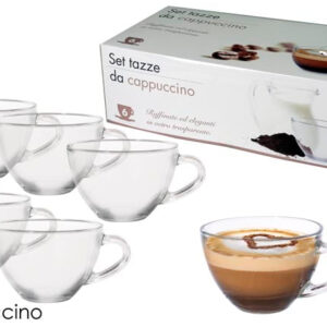 SET 6 CAPUCCINO MUGS CLEAR 711382