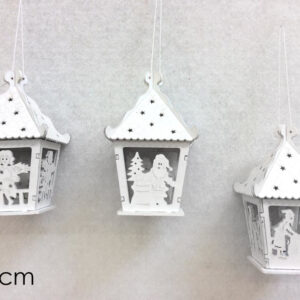 WOODEN LED LIGHT WHITE LANTERN 112738