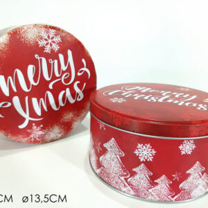 XMAS METAL ROUND BISCUIT TIN 177225
