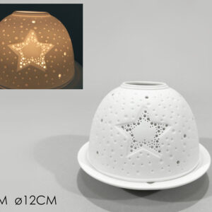 CANDLE HOLDER WHT W/STAR 226329