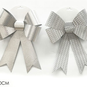 XMAS BOW SILVER LASER 2 ASS 247393