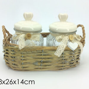 SET TWO JARS IN CHEST W/HANDLE 040567