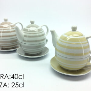 TEA POT  W/CUP STRIPED 080723