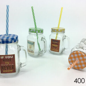 GLASS BOTTLE WITH STRAW 079536