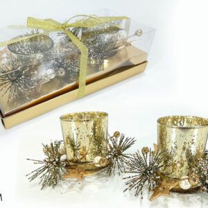 SET TWO CANDLE HOLDER W/BERRIES 092559