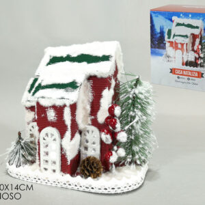 RED XMAS HOUSE WITH LIGHTS 244958
