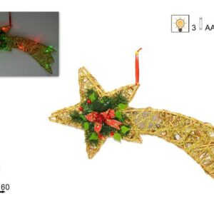 WOODEN COMET 60CMS LIGHTS GOLD  320507