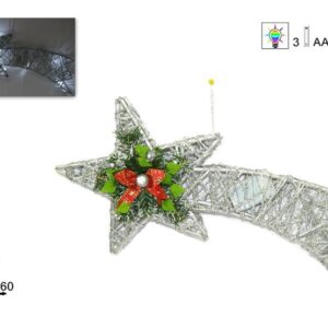 WOODEN COMET LIGHTS 60CMS SILVER 320514