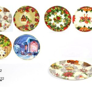 ROUND XMAS PLATE 22CMS 6 ASS 327490