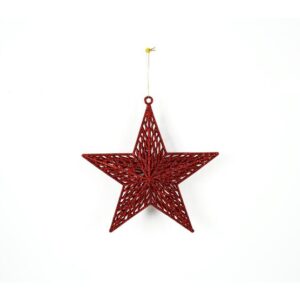 HANGING GLITTER STAR RED 637988