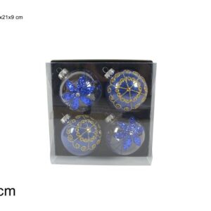 XMAS TREE BALLS 9CMS TRANS W/GLITTER 873027