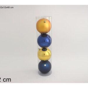 XMAS TREE BALL 12CMS BLUE/GOLD 4PC. 918810