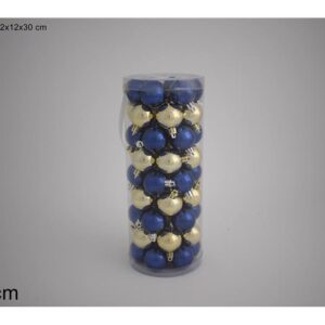 XMAS TREE BALL 4CMS BLUE/GOLD 923340