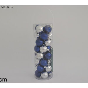 XMAS TREE BALL 5CMS 32PCE BLUE/SILVER 923555