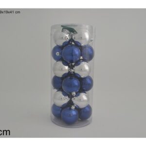 XMAS TREE BALL 8CMS BLUE/SILVER 923913