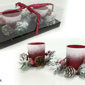 SET TWO CANDLE HOLDERS W/BERRIES 093693