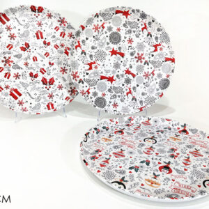 XMAS TRAY ROUND 38 X 38CMS 3 ASS 132583