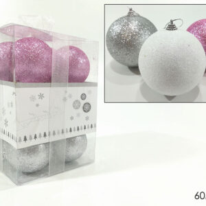XMAS TREE BALLS 12PCE PINK/WHITE 168575
