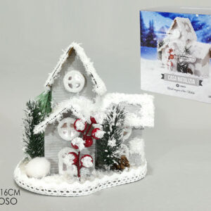 GREY XMAS HOUSE WITH BATT. LIGHT 245450