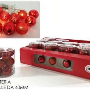 XMAS TREE BALL X10 BATTERY RED 259242