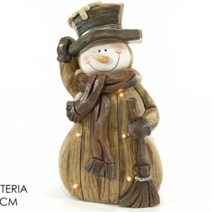 SNOW MAN WOODEN EFFECT W/BRUSH 232252