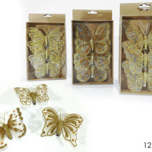 SET 3 BUTTERFLIES CLIP 12CMS GOLD 079307