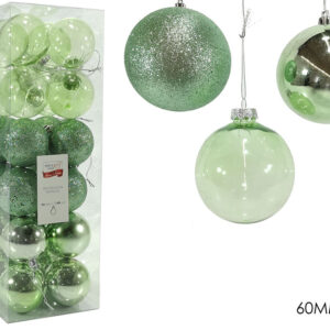 SET 24 XMAS TREE BALLS GREEN ASS 311506