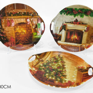 XMAS TRAY W. HANDLE 260156