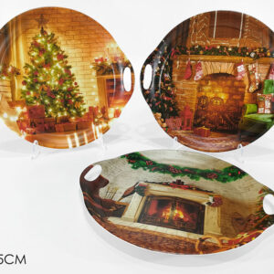 XMAS ROUND TRAY W. HANDLES 261740