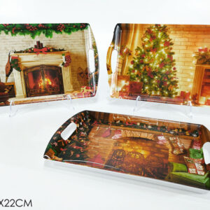 XMAS RECTANGLE TRAY W. HANDLES 261979