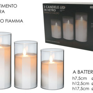 SET THREE BATT. CANDLES LED WHITE 174835