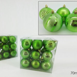SET 18 TREE BALLS GREEN 70MM 181246