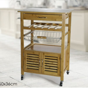BAMBOO KITCHEN TROLLEY W/WHEELS 342043