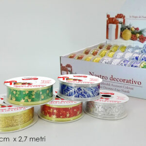XMAS RIBBON 2.5CM X 2.7MT ASS 213695