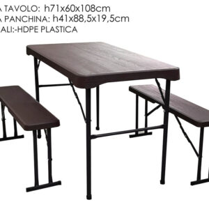 PLASTIC TABLE WITH TWO BENCHES 167509