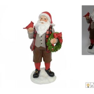 CERAMIC XMAS FATHER W/GARLAND LIGHT 973383