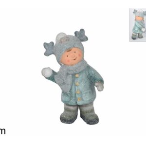 CERAMIC DOLL WITH SNOW BALL BLUE 974489