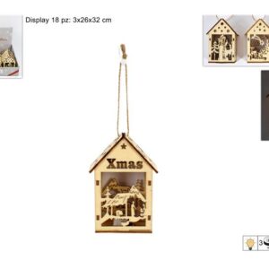 WOODEN HOUSE DECORATION W/LIGHT 980565