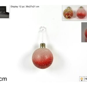 XMAS BALL WITH LIGHT RED GLITTER 991059