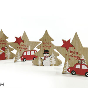 WOODEN STAR/TREE BLOCK ASS 309923