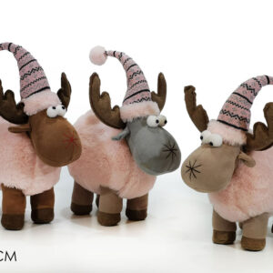 PINK REINDEER WITH SCARF 42CMS 3 ASS 398385