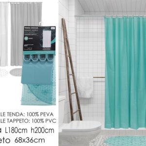 SHOWER CURTAIN 180 X 200CMS + MAT 158644