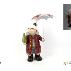 XMAS DOLL WITH COAT/UMBRELLA RED 022512