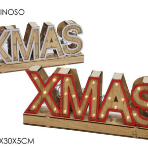 WOODEN XMAS DEC. WITH LIGHTS 2 ASS.