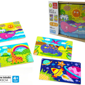 SET 4 WOODEN PUZZLE 48PIECES 242961