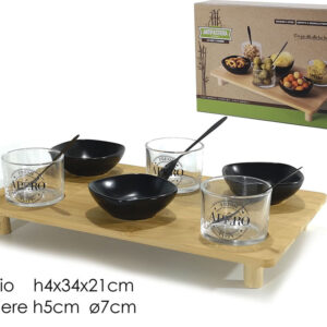 SET SIX APPETIZER BOWLS ON WOOD 301491