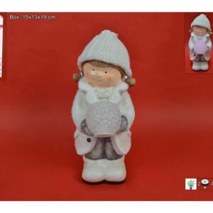 CERAMIC DOLL WITH LIGHT BALL WHITE 010380